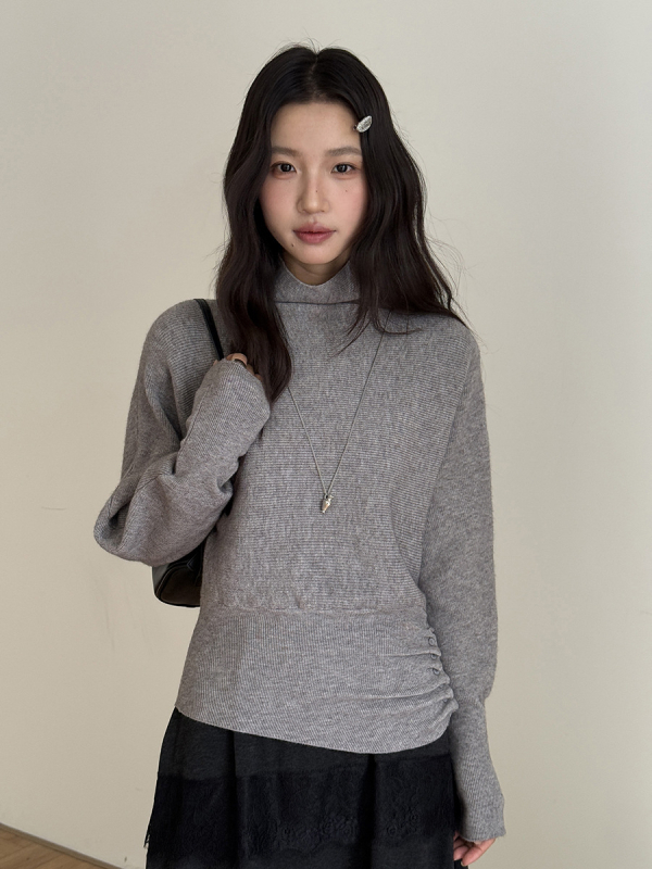 Apxivi ακρυλικό πλεκτό πουλόβερ με κουκούλα, ημι-υψηλός λαιμός, μεσαίου πάχους, στυλ Κορεάτικο/Ιαπωνικό για γυναίκες