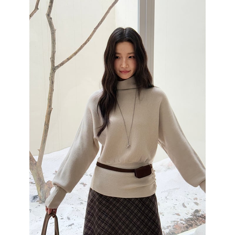 Apxivi ακρυλικό πλεκτό πουλόβερ με κουκούλα, ημι-υψηλός λαιμός, μεσαίου πάχους, στυλ Κορεάτικο/Ιαπωνικό για γυναίκες