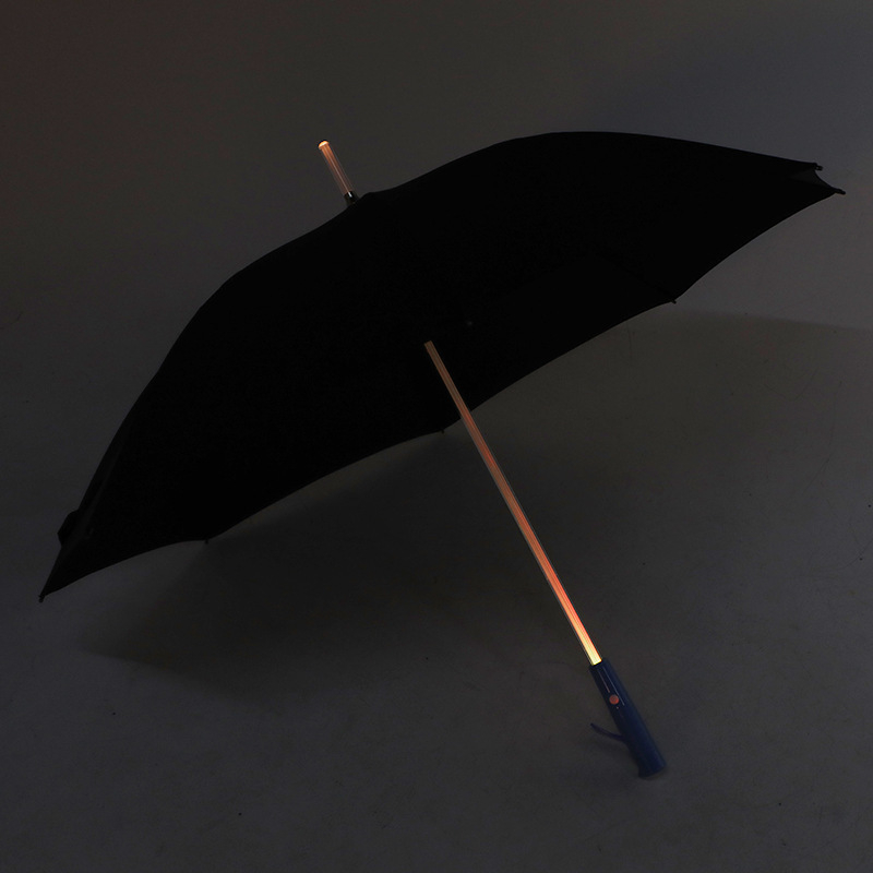 Thunderstorm LED kišobran s prozirnom kupolom, automatsko otvaranje, 8 rebara od vlaknastog materijala, plastična drška, mogućnost logotipa