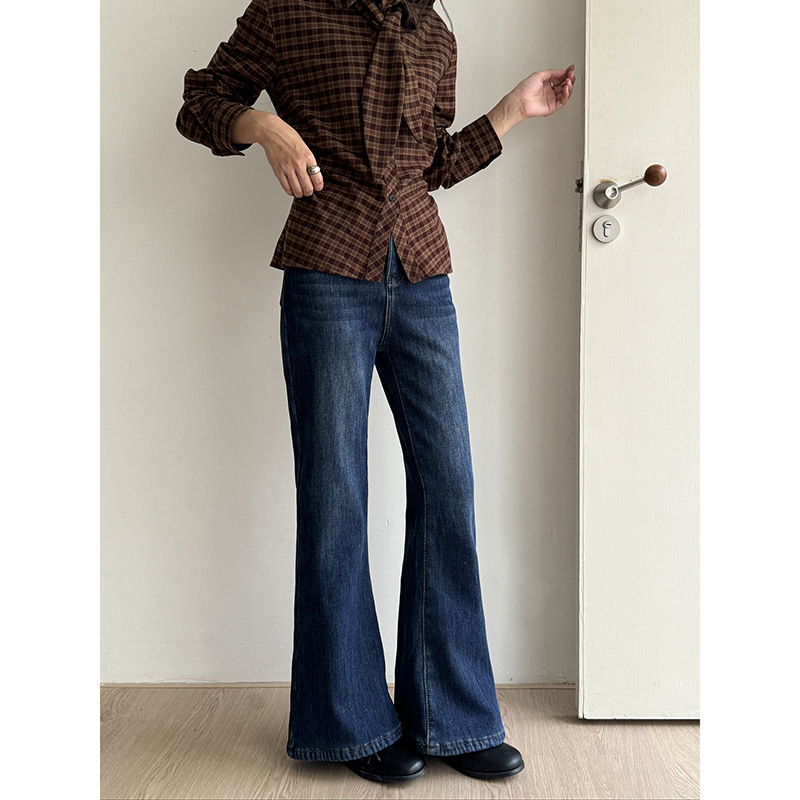 Ženske traperice Micro Flare 2.0, koreanskog stila, visokim strukom, slobodnog kroja, pamuk 70-80%