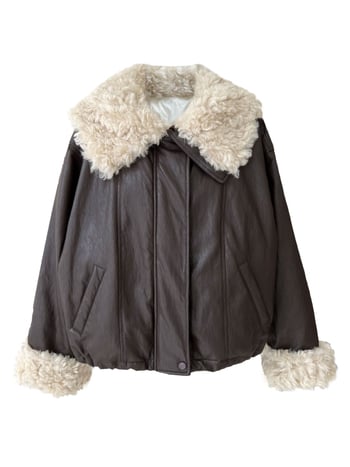 Μπουφάν Down με PU ύφασμα, πλήρωση από λευκά πάπια πούπουλα 86–90%, γιακάς τύπου πέτο με ψεύτικη γούνα, φερμουάρ