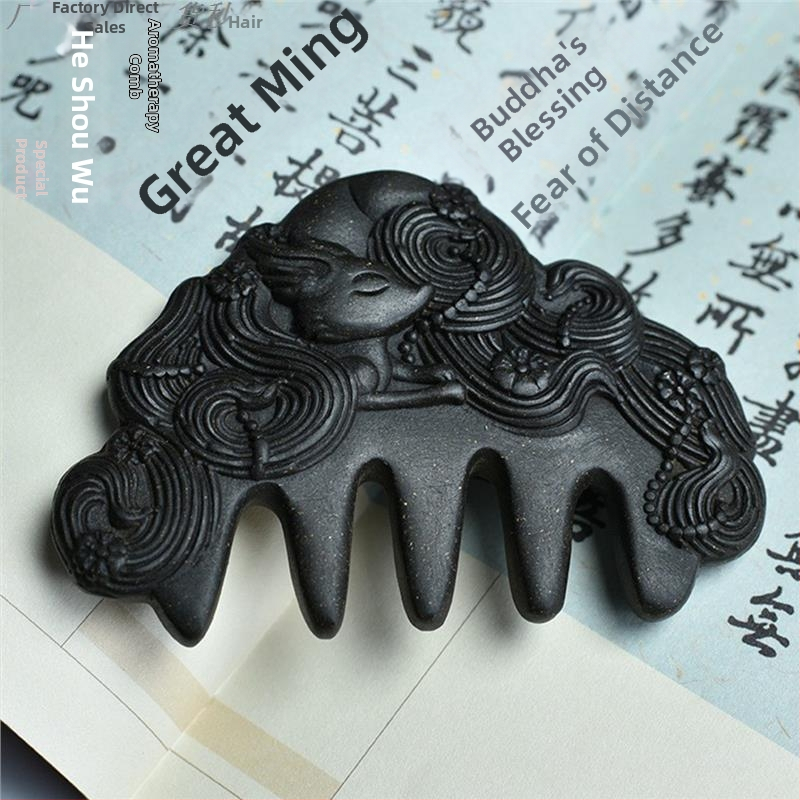 Drevený hrebeň na rast vlasov s masážou pokožky hlavy, parfumovaný, proti vypadávaniu vlasov, Polygonum multiflorum