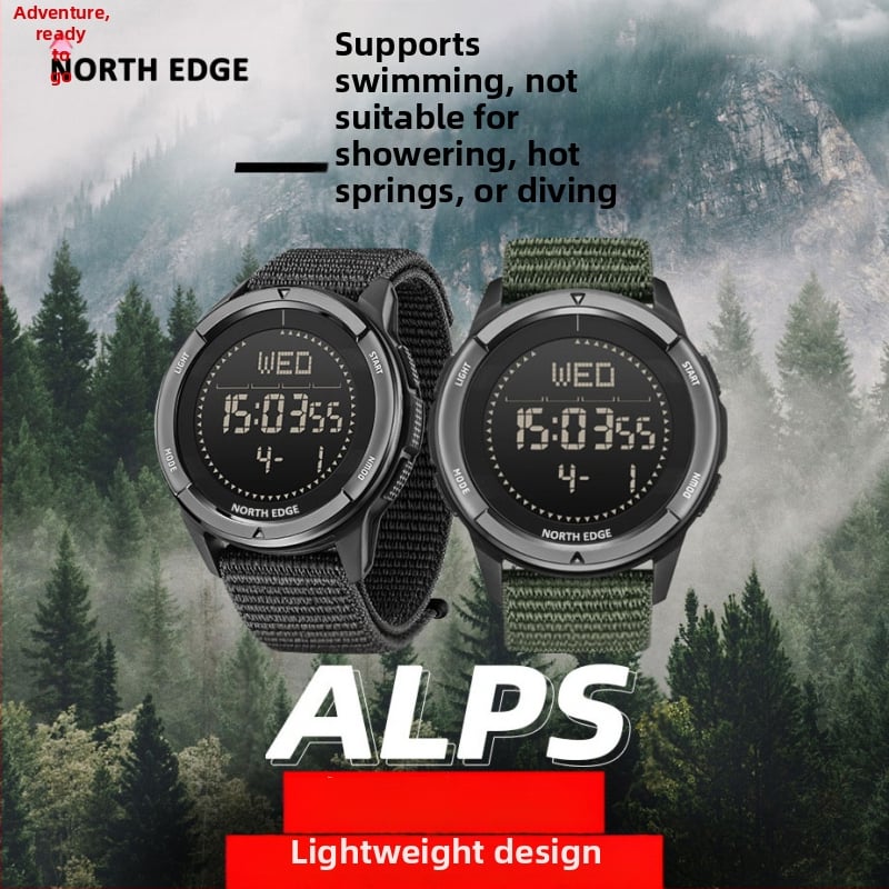North Edge ψηφιακό εξωτερικό αθλητικό ρολόι με ηλεκτρονική κίνηση, αντοχή στο νερό μέχρι 50 m, κάσα από ανθρακονήματα, φωτιζόμενη οπίσθια λυχνία, κυκλικός καντράν με ορυκτό ενισχυμένο γυαλί