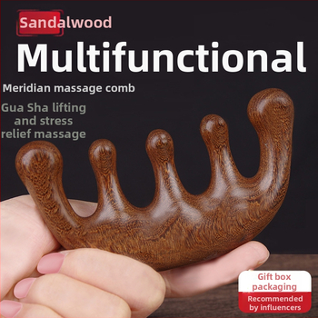Drevený hrebeň na masáž pokožky hlavy s okrúhlou hlavou a širokými zubami, japonský štýl