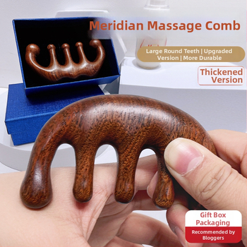 Drevený hrebeň na masáž pokožky hlavy s okrúhlou hlavou a širokými zubami, japonský štýl