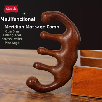Drevený hrebeň na masáž pokožky hlavy s okrúhlou hlavou a širokými zubami, japonský štýl
