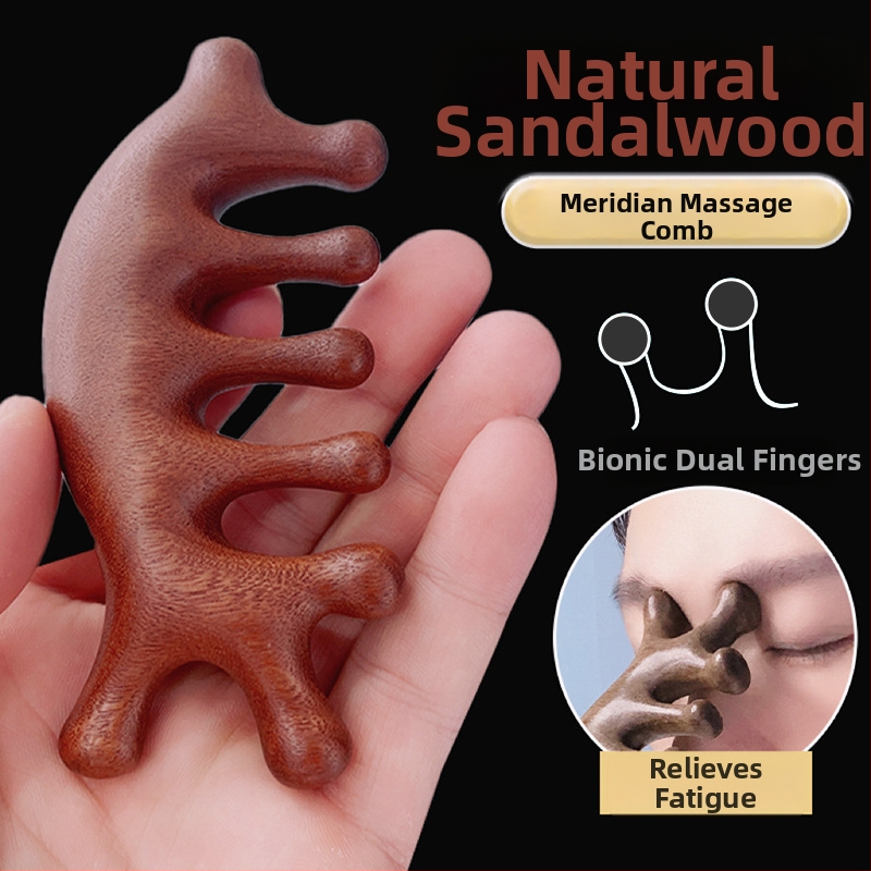 Drevený hrebeň na masáž pokožky hlavy s okrúhlou hlavou a širokými zubami, japonský štýl