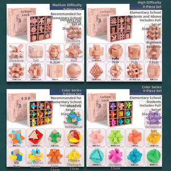 Fából készült Kong Ming Lock Lu Ban Lock készlet 4–6 éves gyermekek számára