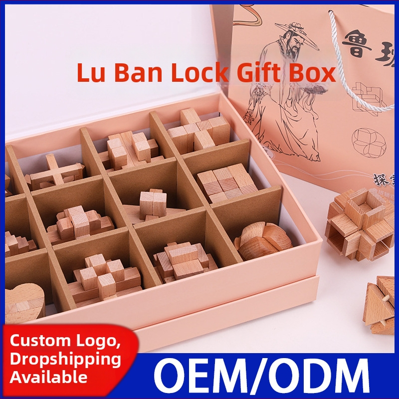 Fából készült Kong Ming Lock Lu Ban Lock készlet 4–6 éves gyermekek számára