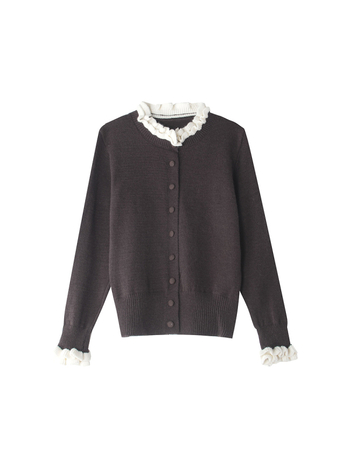 Ζακέτα με δαντελένιο γιακά και διπλό δαντελωτό πλέξιμο, κουκούλα, color-block μοτίβο, N721C