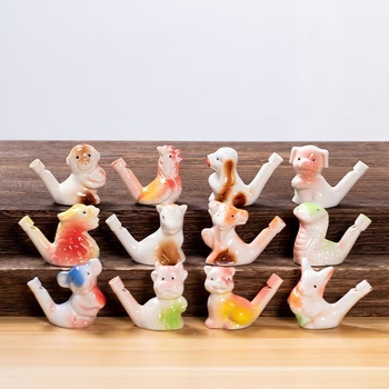 Porcelinska zviždaljka za vodnu ptiicu s uzicom, ukras životinje po znaku zodijaka, sladak stil, standardno pakiranje