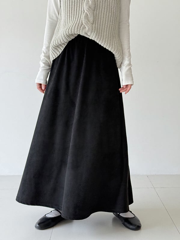 Suknja s visokim strukom, A-kroj, srednje duljine, retro stil, plisirana, poliester materijal, Aunt Luxi, jesen 2025