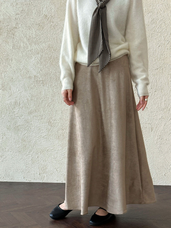 Suknja s visokim strukom, A-kroj, srednje duljine, retro stil, plisirana, poliester materijal, Aunt Luxi, jesen 2025