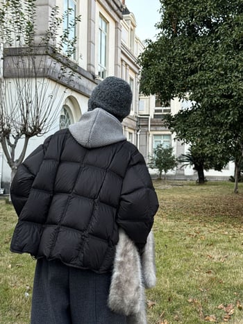 Γυναικείο μπουφάν πούπουλου με κουκούλα - νάιλον ύφασμα, γέμισμα πούπουλο πάπιας 101–200 g, περιεκτικότητα σε πούπουλο 90%+, φερμουάρ, χειμερινό, παχύ