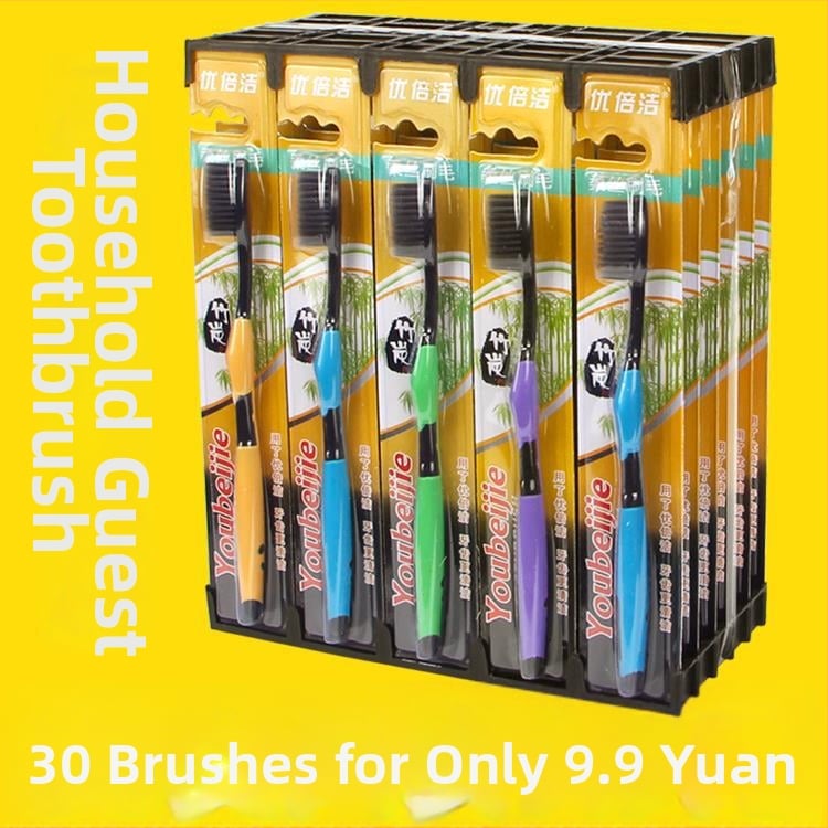 Chaha Οδοντόβουρτσα από Μπαμπού και Ανθρακά για Ενήλικες - Επαναχρησιμοποιήσιμο Χειροκίνητο Μοντέλο