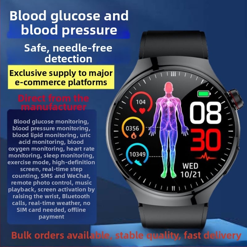 Športové inteligentné hodinky s hlasovým volaním a monitorovaním zdravia: krvný cukor, kyselina močová, tep srdca, sledovanie spánku