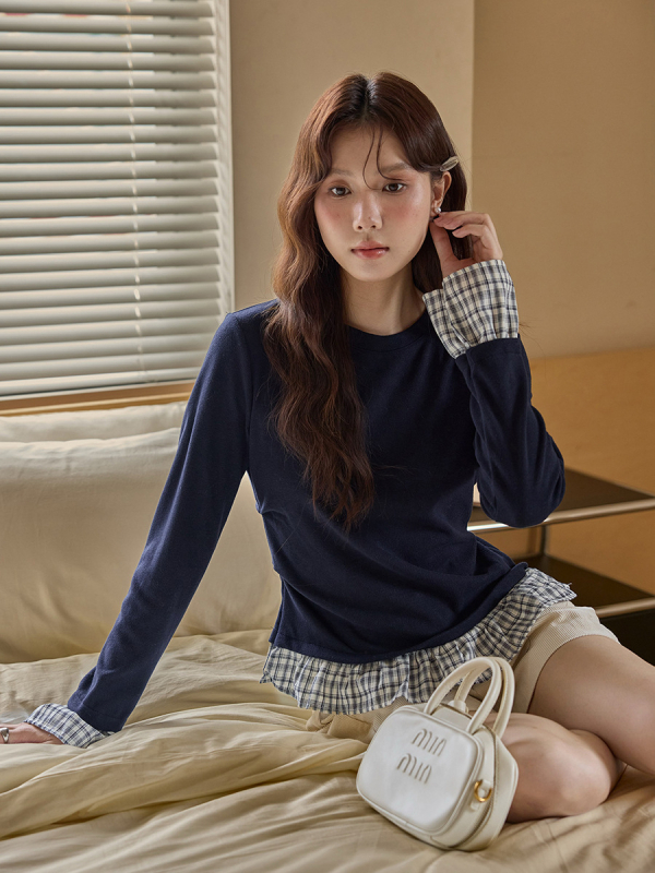 Ženska majica s dugim rukavima u korejskom stilu, izgled dviju dijelova, zimski top, model W666C-2