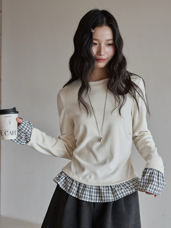 Ženska majica s dugim rukavima u korejskom stilu, izgled dviju dijelova, zimski top, model W666C-2