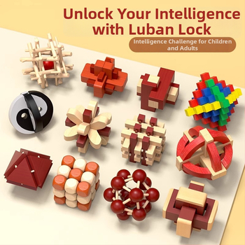 Drveni puzzle za otključavanje – Mortise i Tenon blokovi, edukativna igra za djecu 7–14 godina, kompletan set