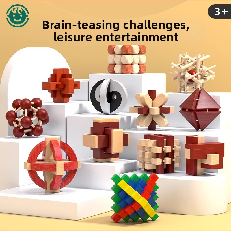 Drveni puzzle za otključavanje – Mortise i Tenon blokovi, edukativna igra za djecu 7–14 godina, kompletan set