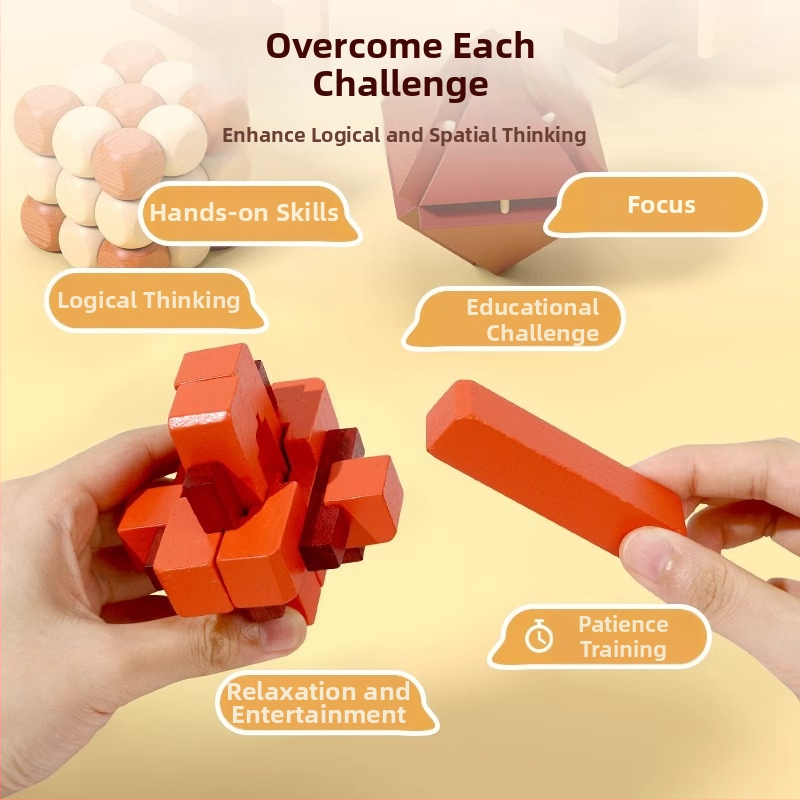 Drveni puzzle za otključavanje – Mortise i Tenon blokovi, edukativna igra za djecu 7–14 godina, kompletan set