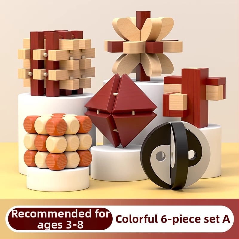 Drveni puzzle za otključavanje – Mortise i Tenon blokovi, edukativna igra za djecu 7–14 godina, kompletan set
