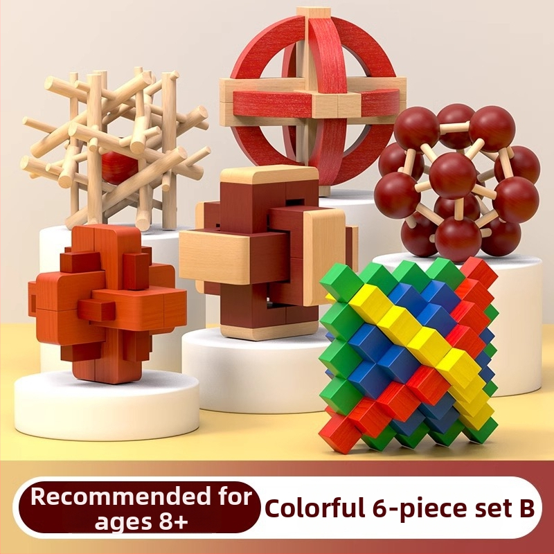 Drveni puzzle za otključavanje – Mortise i Tenon blokovi, edukativna igra za djecu 7–14 godina, kompletan set
