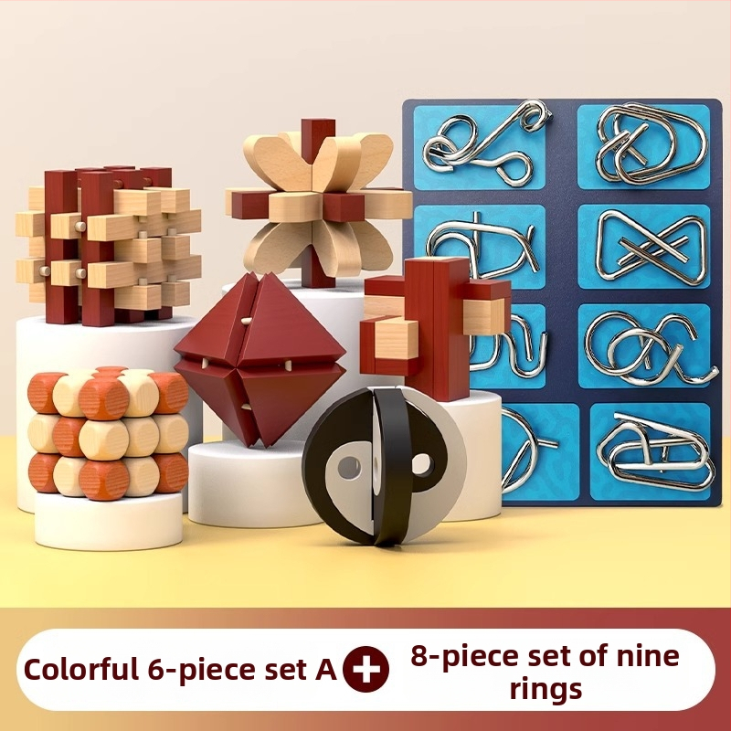 Drveni puzzle za otključavanje – Mortise i Tenon blokovi, edukativna igra za djecu 7–14 godina, kompletan set