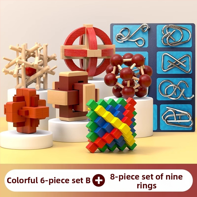 Drveni puzzle za otključavanje – Mortise i Tenon blokovi, edukativna igra za djecu 7–14 godina, kompletan set