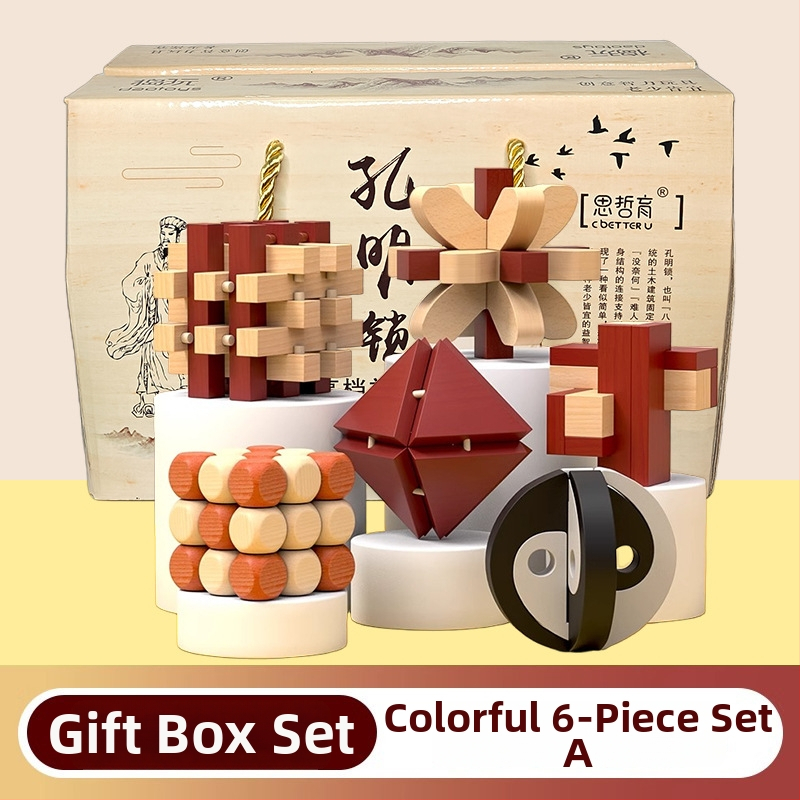 Drveni puzzle za otključavanje – Mortise i Tenon blokovi, edukativna igra za djecu 7–14 godina, kompletan set