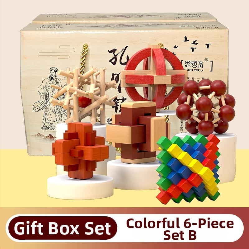 Drveni puzzle za otključavanje – Mortise i Tenon blokovi, edukativna igra za djecu 7–14 godina, kompletan set