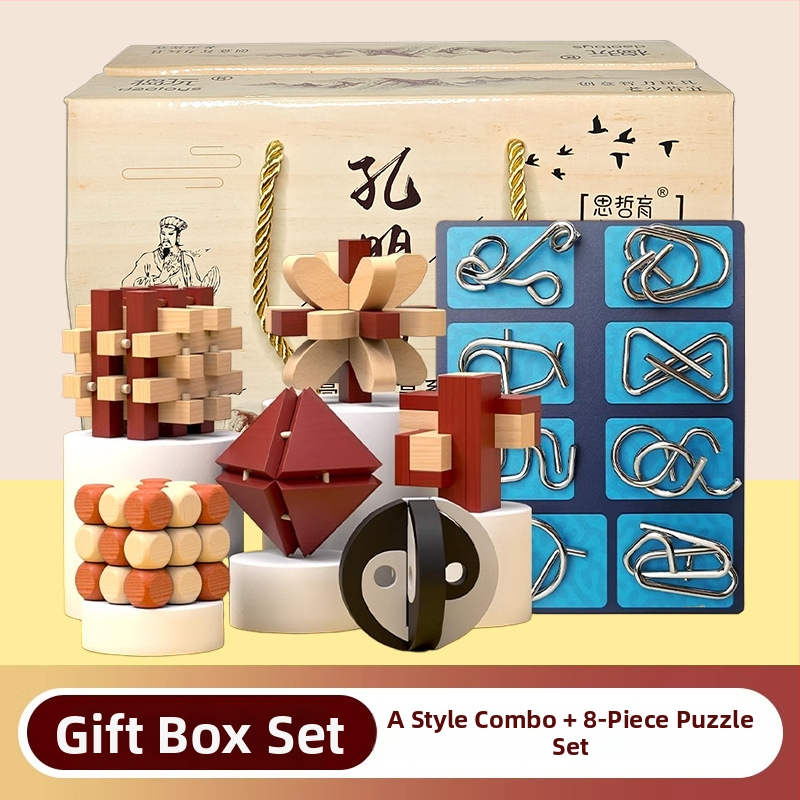 Drveni puzzle za otključavanje – Mortise i Tenon blokovi, edukativna igra za djecu 7–14 godina, kompletan set