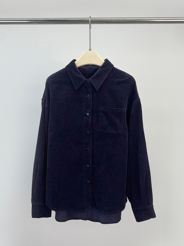 Košulja – korejskog stila, debeli pamuk corduroy, ovratnik polo, dugi rukavi