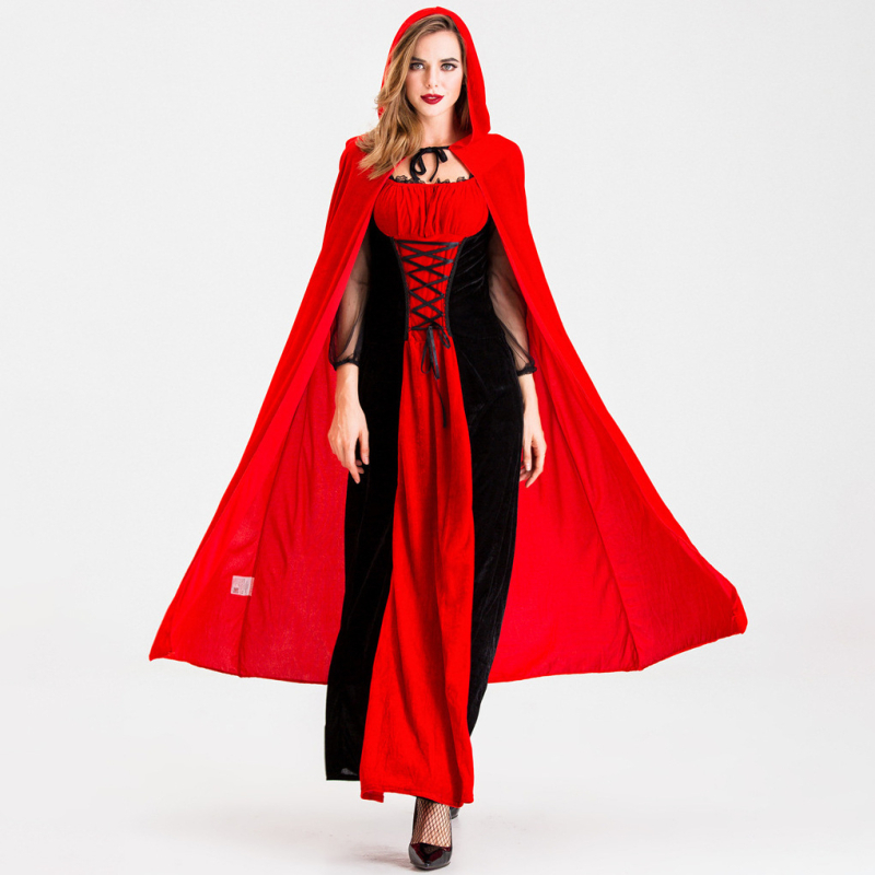 Halloween cosplay kostim s kapom: teme Crvena kapica, Vuk-baka, Vampir i Kraljica dvorca; Materijal: Poliester; Namjena: igranje uloga; Spol: Ženski; Godina/Sezona: Ljeto 2024; Dobna skupina: 18-24