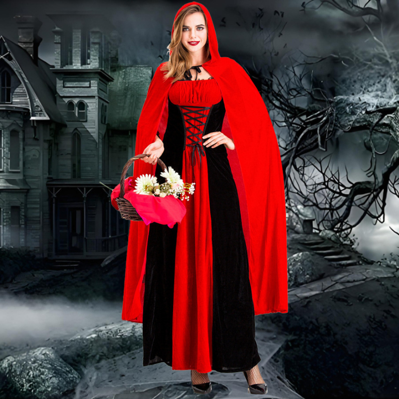 Halloween cosplay kostim s kapom: teme Crvena kapica, Vuk-baka, Vampir i Kraljica dvorca; Materijal: Poliester; Namjena: igranje uloga; Spol: Ženski; Godina/Sezona: Ljeto 2024; Dobna skupina: 18-24
