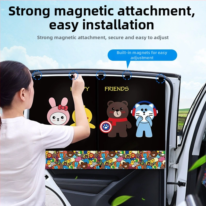 Perdea pentru geamul mașinii cu design desen animat – poliester, opac gros, tip suspensie, personalizabilă, compatibilitate generală