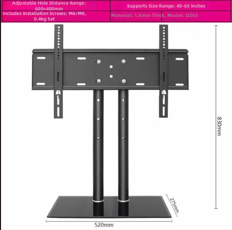 Držiak na televízor pre smart televízory, studená valcovaná oceľ, hmotnosť 10 kg, model 65