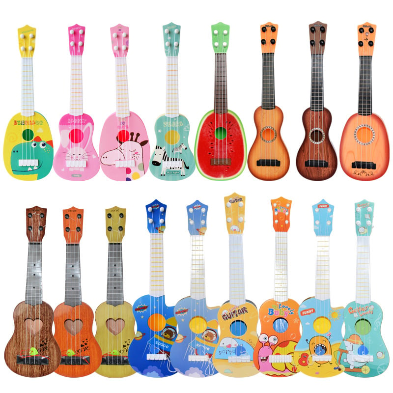 Dječja ukulele – mini četverostruna plastična igračka, marka UNE LUCIOLE, pogodna za uzrast 7–14 godina