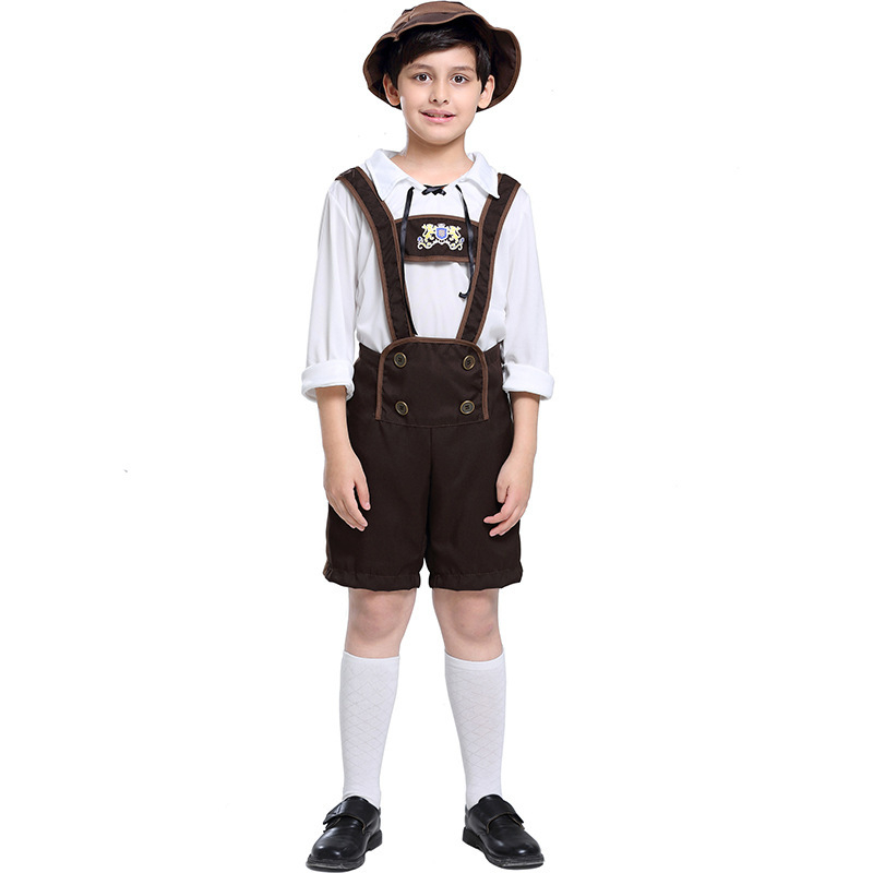 Dječji kostim za Oktoberfest — njemački alpski folklorni stil, tkanina od poliestera, 70% poliester, za scenske nastupe/plesne nastupe, uzrast 3–8 godina, sigurnosna razina B