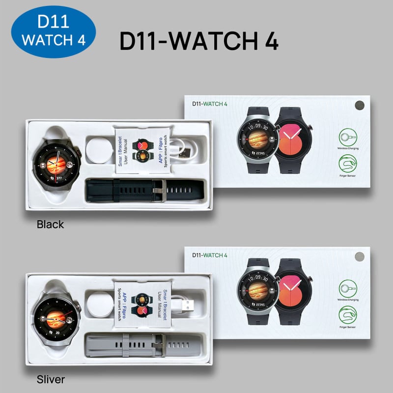 D11 Watch4 Pametni sat s kružnim IPS zaslonom, Bluetooth pozivi, mjerenje srčanog ritma, krvnog tlaka i zasićenja kisikom, praćenje sna i koraka, bežično punjenje