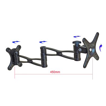 Suport de perete pentru monitor, din aliaj de aluminiu, rotativ și telescopic, cu trei brațe, capacitate 5-10 kg