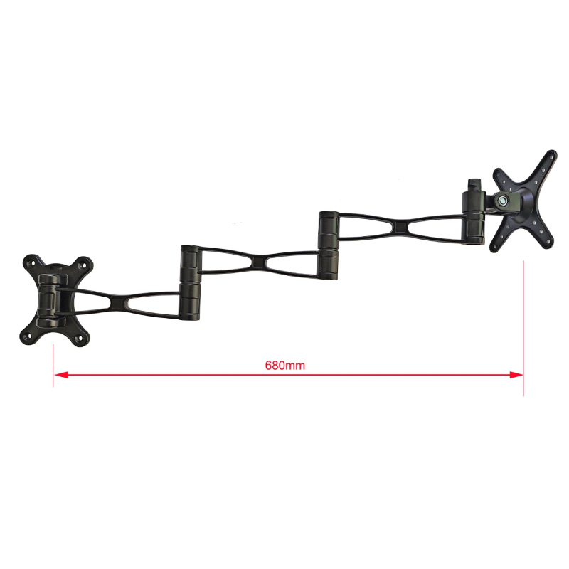 Suport de perete pentru monitor, din aliaj de aluminiu, rotativ și telescopic, cu trei brațe, capacitate 5-10 kg