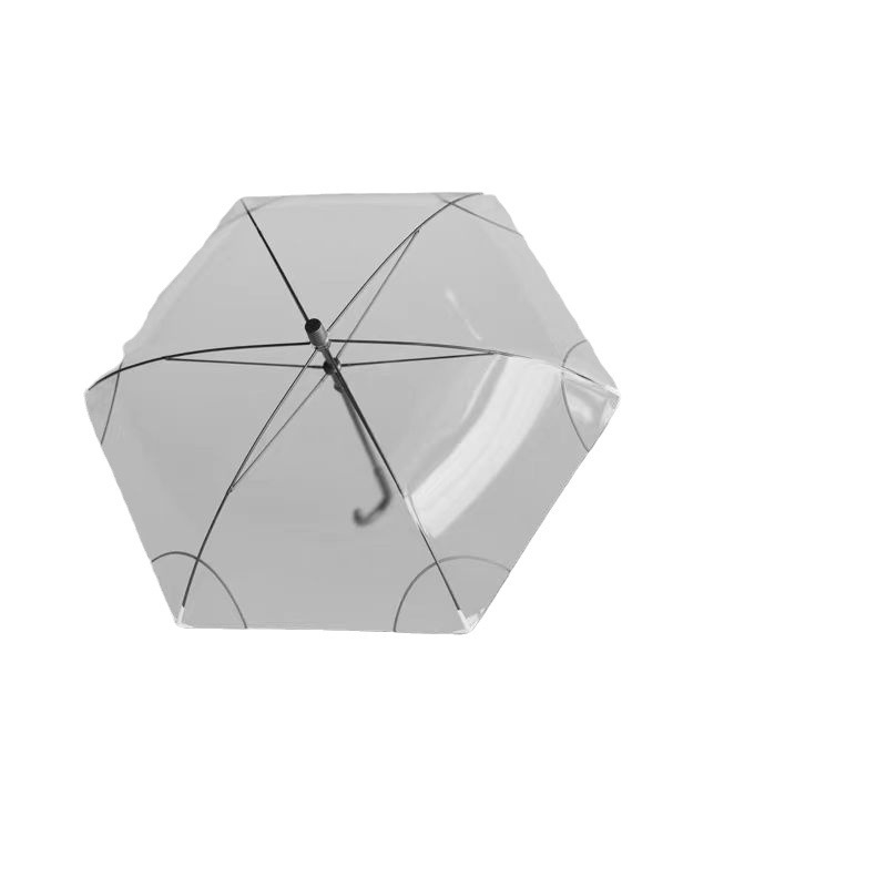Dječji prozirni kišobran sa sigurnim zaobljenim rubovima, 6 aluminijskih rebara, platno od uljne papire 210T, silikon drška, ručno otvaranje (logotip otisnut).