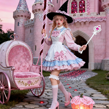 Ružičasta haljina službenice Lolita stil, scenijski kostim za kafić