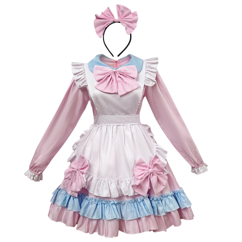 Ružičasta haljina službenice Lolita stil, scenijski kostim za kafić