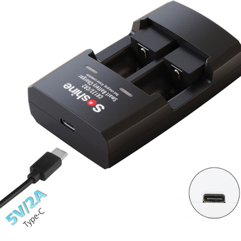 Soshine punjač za željezo-litijske baterije CR123/CR2, 16340/14250, 3.6V, 2x500mA, ulaz 5V, CE