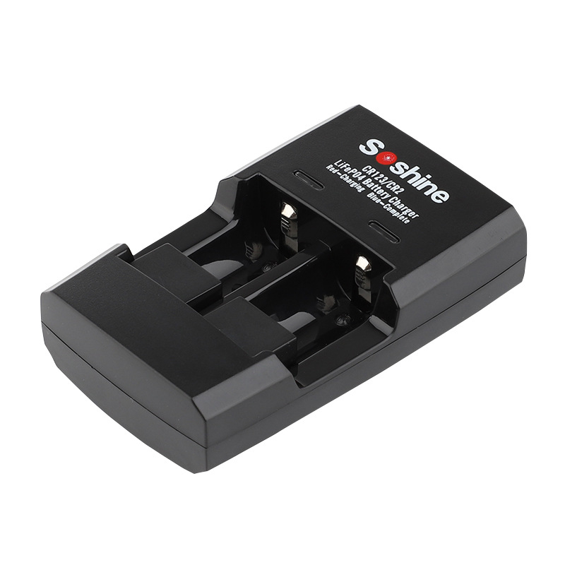 Soshine punjač za željezo-litijske baterije CR123/CR2, 16340/14250, 3.6V, 2x500mA, ulaz 5V, CE