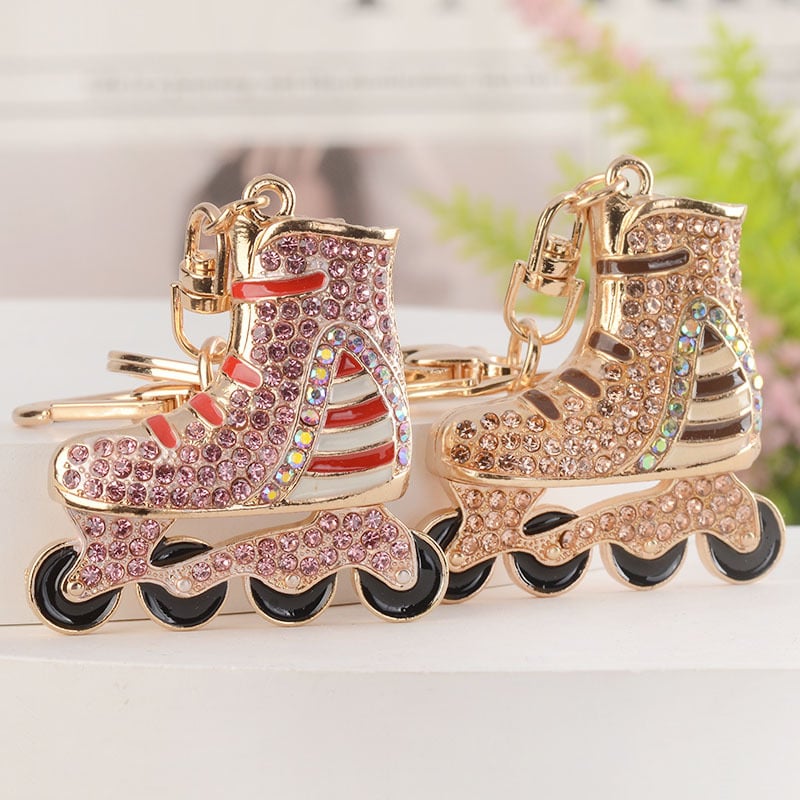 Kljucni lanac s rhinestone motivom lednih klizaljki, metalni privjesak, model YS-00048, Qingfang