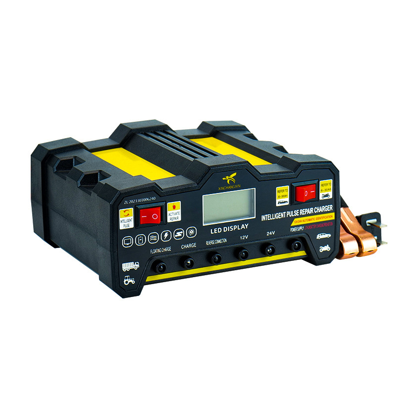 Punjač baterije za auto 12V/24V s inteligentnom popravkom i automatskim isključivanjem pri punjenju; Ulaz: AC 220V; Izlaz: DC 12V/24V; Pogodan za baterije