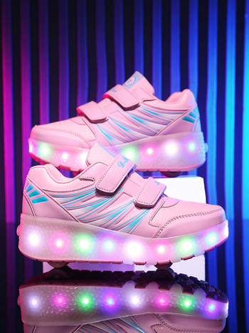 Heelys za djecu s dvostrukim kotačima, USB punjenje i osvijetljeni PU kotači